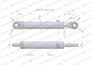 Cylinder hydrauliczny - siłownik dwustronny CJ2F-80/45/400 Waryński