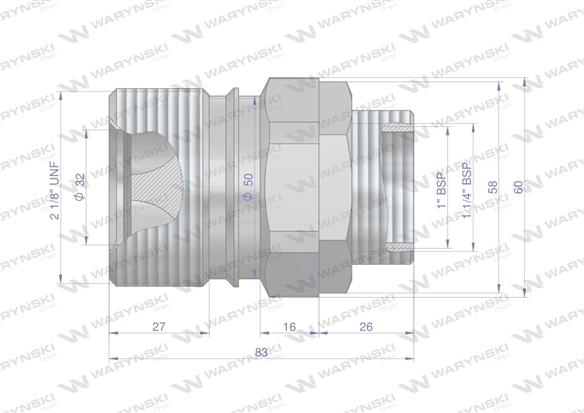 Szybkozłącze hydrauliczne skręcane (motylkowe) gniazdo G1"BSP gwint wewnętrzny 250bar Waryński