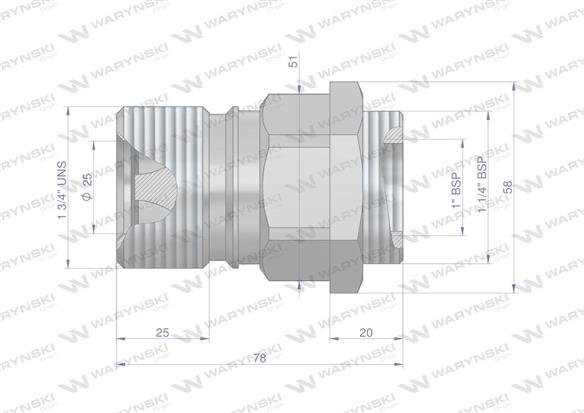 Szybkozłącze hydrauliczne skręcane (motylkowe) gniazdo G3/4"BSP gwint wewnętrzny 250bar Waryński