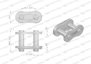 Zamek łańcucha 08B-1 (R1 1/2) Waryński ( sprzedawane po 10 )