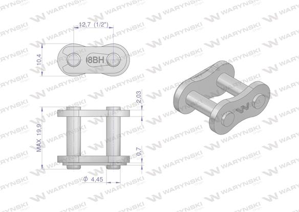 Zamek łańcucha wzmocnionego przemysłowego Z08BH-1 (R1 1/2) Waryński ( sprzedawane po 10 )