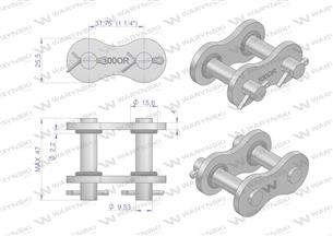 Zamek łańcucha z oringiem ANSI A 100 (R1 1.1/4) Waryński