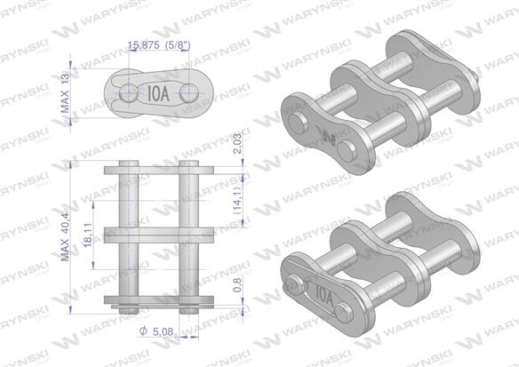 Zamek łańcucha wzmocnionego Z10A-2 ANSI A 50 (R2 5/8) Waryński ( sprzedawane po 5 )