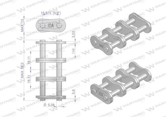 Zamek łańcucha wzmocnionego Z10A-3 ANSI A 50 (R3 5/8) Waryński ( sprzedawane po 5 )