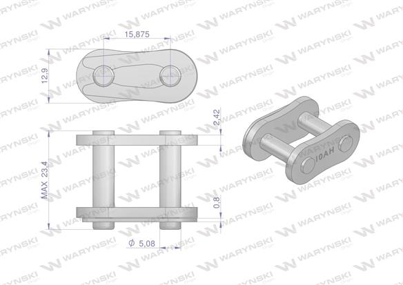 Zamek łańcucha przemysłowy Z10AH-1 ANSI A 50H (R1 5/8) Waryński ( sprzedawane po 10 )