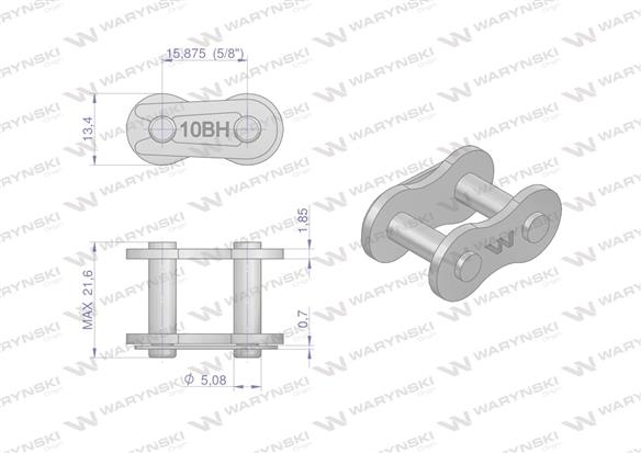 Zamek łańcucha wzmocnionego przemysłowego Z10BH-1 (R1 5/8) Waryński ( sprzedawane po 10 )