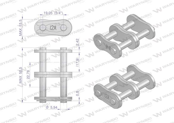 Zamek łańcucha wzmocnionego Z12A-2 ANSI A 60 (R2 3/4) Waryński ( sprzedawane po 5 )