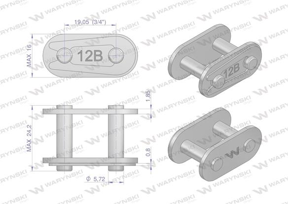 Zamek łańcucha prosta płytka Z12B-1 (R1 3/4) Waryński ( sprzedawane po 10 )