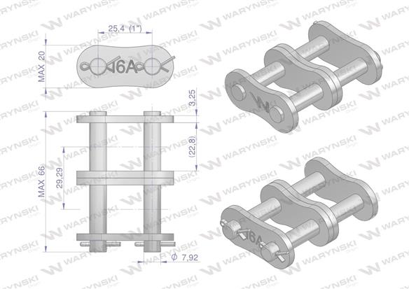 Zamek łańcucha wzmocnionego Z16A-2 ANSI A 80 (R2 1) Waryński ( sprzedawane po 5 )