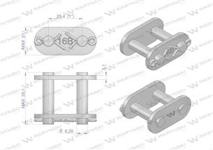 Zamek łańcucha prosta płytka Z16B-1 (R1 1) Waryński ( sprzedawane po 10 )