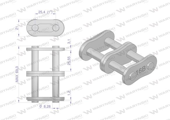 Zamek łańcucha 16B-2 (R2 1) Waryński ( sprzedawane po 5 )