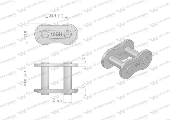 Zamek łańcucha wzmocnionego przemysłowego Z16BH-1 (R1 1) Waryński ( sprzedawane po 10 )