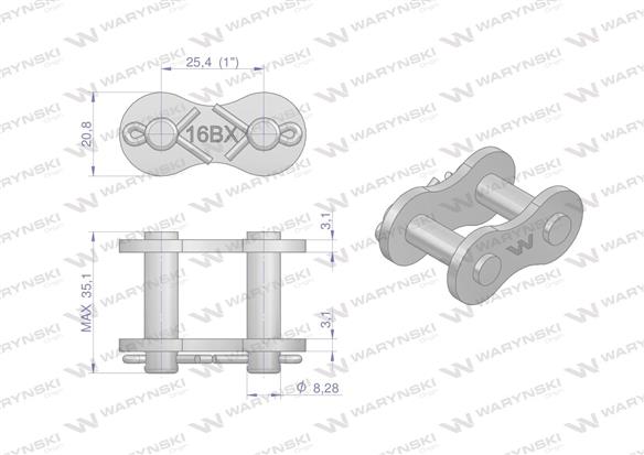 Zamek łańcucha 16BX-1 (R1 1) Waryński ( sprzedawane po 10 )