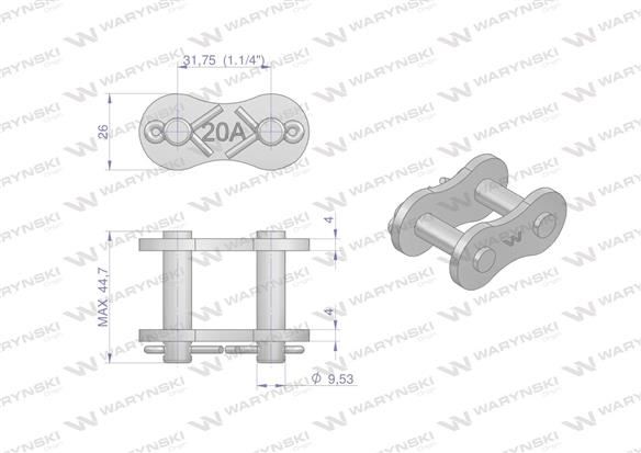 Zamek łańcucha wzmocniony Z20A-1 ANSI A 100 (R1 1.1/4) Waryński ( sprzedawane po 5 )