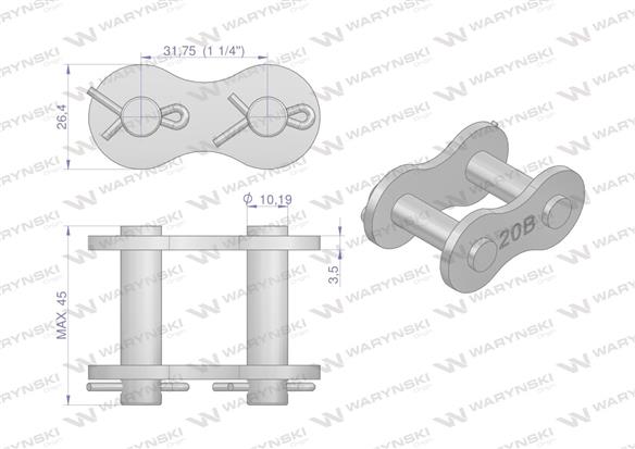 Zamek łańcucha 20B-1 (R1 1.1/4) Waryński ( sprzedawane po 5 )