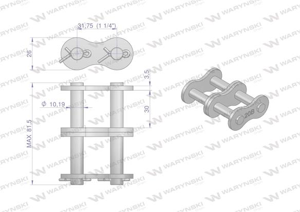 Zamek łańcucha 20B-2 (R2 1.1/4) Waryński ( sprzedawane po 5 )