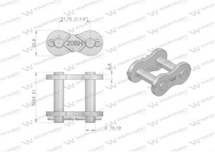 Zamek łańcucha wzmocnionego przemysłowego Z20BH-1 (R1 1.1/4) Waryński ( sprzedawane po 5 )