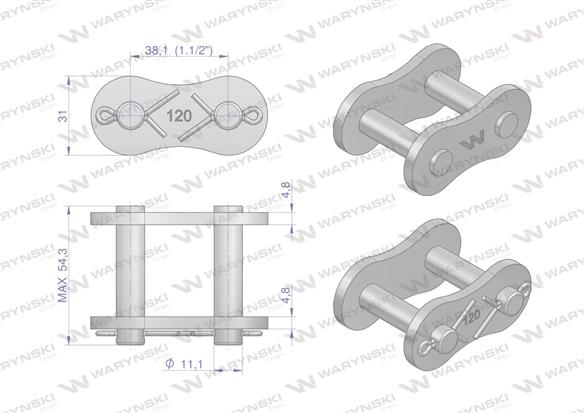 Zamek łańcucha wzmocnionego Z24A-1 ANSI A 120 (R1 1.1/2) Waryński ( sprzedawane po 2 )