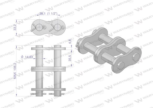 Zamek łańcucha Z24B-2 (R1 1.1/2) Waryński ( sprzedawane po 1 )