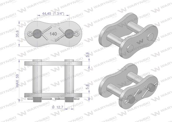 Zamek łańcucha wzmocnionego Z28A-1 ANSI A 140 (R1 1.3/4) Waryński