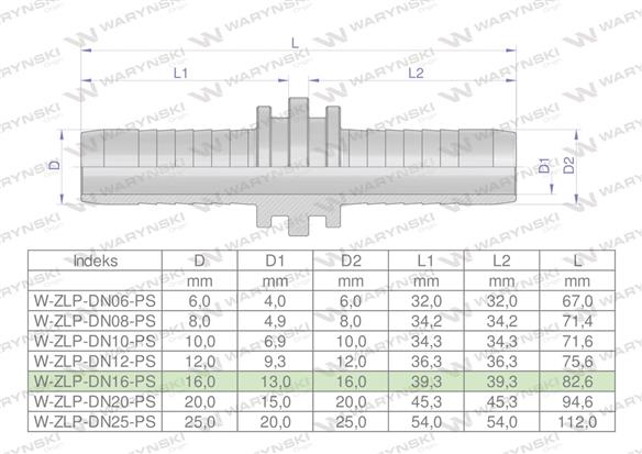 Zakucie hydrauliczne Łącznik węży DN16 PREMIUM Waryński ( sprzedawane po 10 )