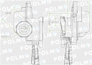 Złącze przewodów powietrza z zaworem C-330/360 (miękkie) 22x1.5 POLMO