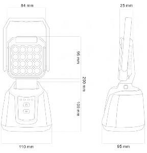 Lampa robocza na baterię 16LED MOTORRA-86100