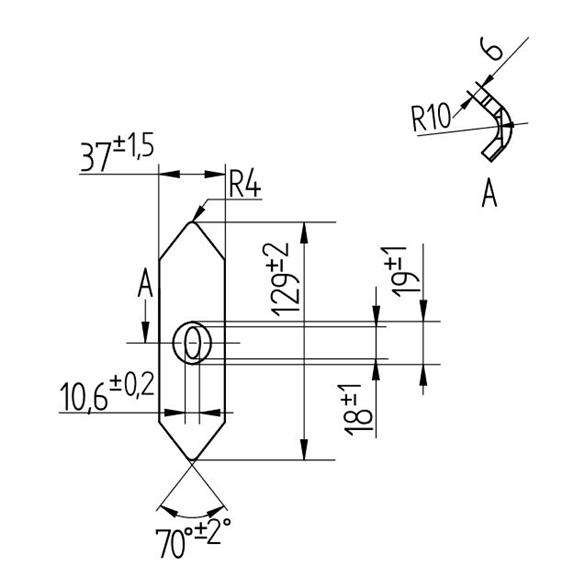 Redliczka jednootworowa 129mm 40x6 fi10 zęba kultywatora Bagra 1312/00-004/1