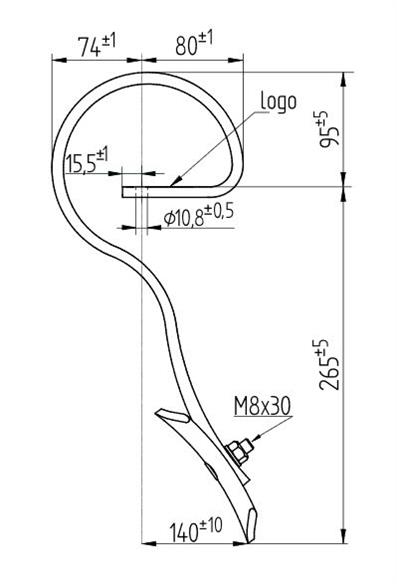 Ząb sprężynowy z redliczką 360mm 25x8 1312/10-001/0 AGREGATU PRZEDNI