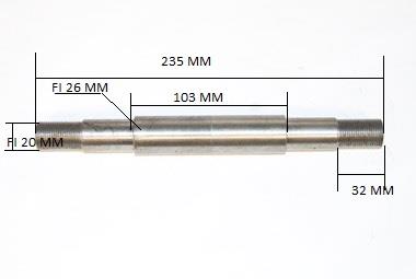 Oś koła kultywatora długa 26 M20*1.5 