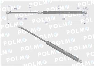 Siłownik szyby przedniej tylnej drzwi L max. 505mm 4402638P DEUTZ LAMBORGHINI SAME POLMO