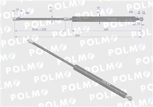 Siłownik szyby przedniej tylnej L max. 534mm 4415238P DEUTZ HÜRLIMANN POLMO