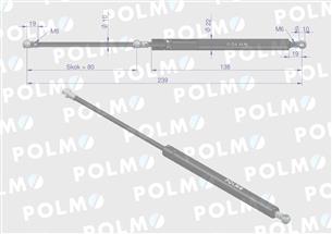 Siłownik drzwi L max. 239mm 4428680P DEUTZ HÜRLIMANN LAMBORGHINI SAME POLMO