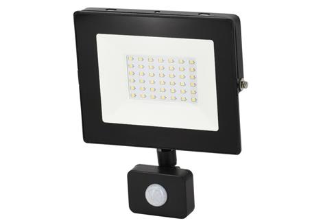 Naświetlacz, Lampa LED SMD 230V 30W 6500K 2550LM IP65 CZARNY Z CZUJNIKIEM RUCHU