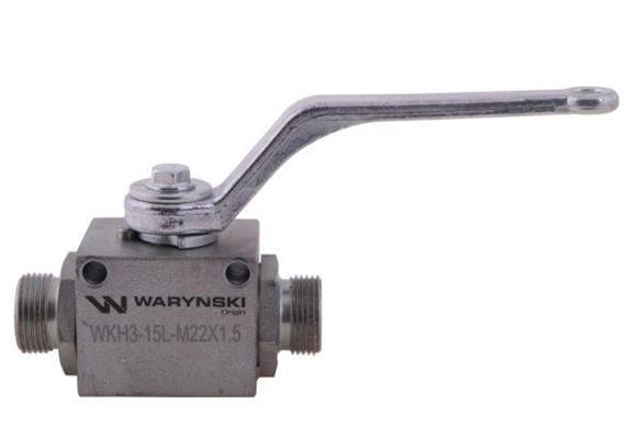 Zawór kulowy hydrauliczny 3-drogowy 3/2 M22x1.5 15L z otworami mocującymi 500 bar Waryński