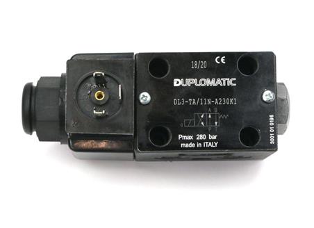 Rozdzielacz (elektrozawór) DL3-TA02/11N-A230K1 230V AC Compact 280bar, 50l/min Duplomatic