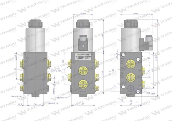 Dzielnik. zawór. elektrozawór kierunkowy elektromagnetyczny kontroli W-E12DVS6/2-80L G1/2" 12V 80L Waryński