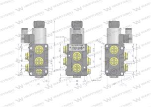 Dzielnik, zawór, elektrozawór kierunkowy elektromagnetyczny kontroli W-E38DVS6/2 (DVS6/50 L/MIN) G3/8" 50L Waryński