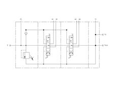 Rozdzielacz hydrauliczny (50 l/m) 2 sekc.ster. Ręczno elektryczne 24 DC