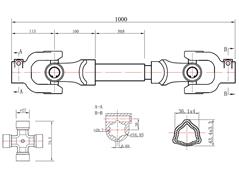 Wałek przekaźnika mocy 100cm WOM PTO typ rura do traktorów 25-45 HP