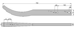 Grządziel słupica/trzon hartowana wzmocniona agregatu podorywkowego 750mm Gruber