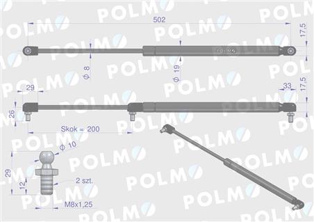 Siłownik dachu 3027294M1 pasuje do Massey Ferguson POLMO