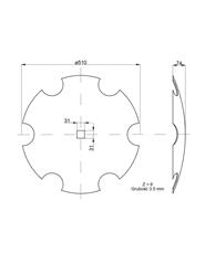 Talerz uzębiony fi 510 otwór 30x30 stal borowa Talerzówka 1242050040 1279201020-147138