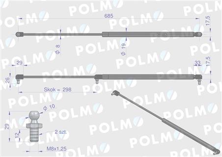 Siłownik dachu 53369912 pasuje do Zetora Proxima Forterra POLMO