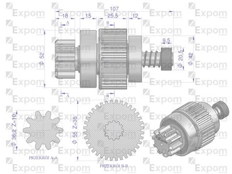 Zespół sprzęgający rozrusznika T-25 MTZ typu Magneton 9142780 Blue Line EXPOM KWIDZYN 7153780EX