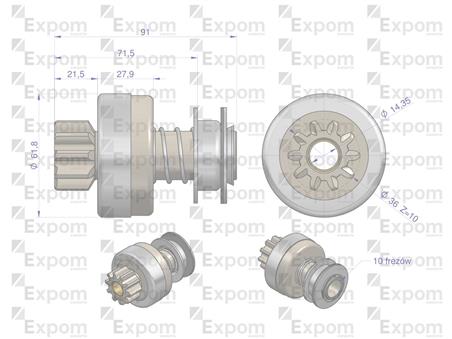 Zespół sprzęgający rozrusznika R-11L 842.700.0EX EXPOM KWIDZYN eu 8427000EX