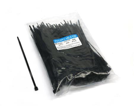 Opaski kablowe 3.5 x 200mm 200 szt w worku czarne odporne na UV-171965