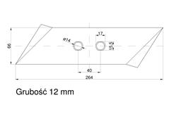 Dłuto, nakładka lemiesza prawa Kverneland Vulcan pasuje śruba M12X34OV2