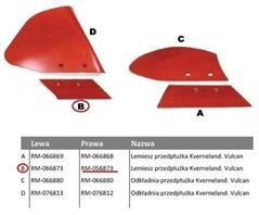 Lemiesz przedpłużka prawy Kverneland. Vulcan