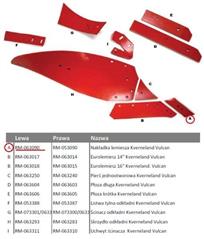 Dłuto, nakładka lemiesza lewa Kverneland Vulcan pasuje śruba M12X34OV2